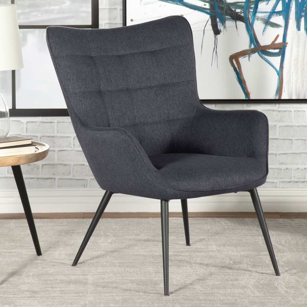 Isla Upholstered Flared Arms Accent Chair With Grid Tufted Accent Chair Grey   Modern   Armchairs And Accent Chairs   by Modon  Houzz