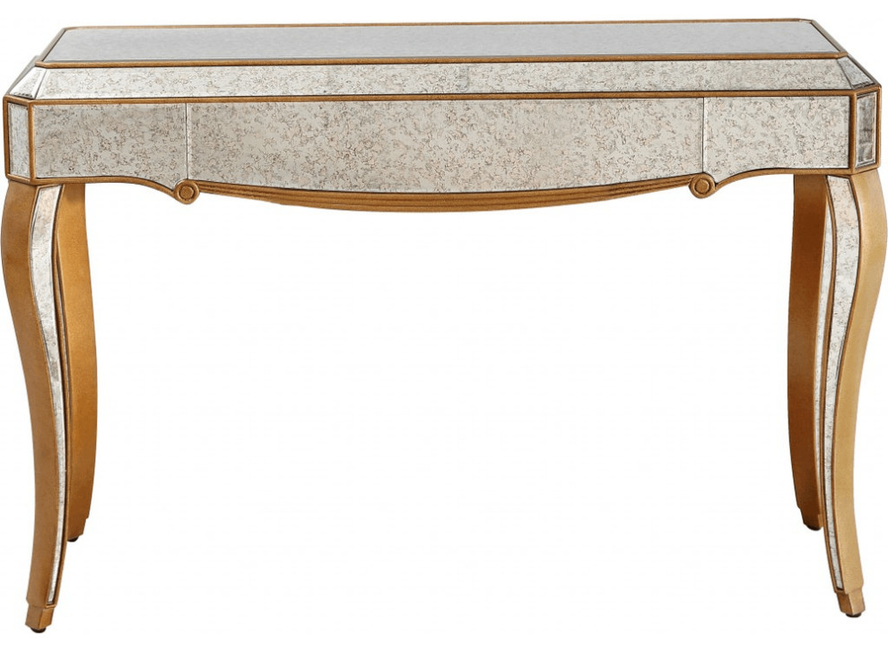 Antiqued Gold Wooden Console Table   Traditional   Console Tables   by HomeRoots  Houzz