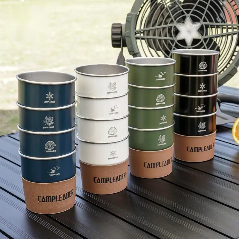 Custom wholesale 300ml foldable camping water bottle insulated termo 304 stainless steel tea coffee outdoor cold drink mug cup