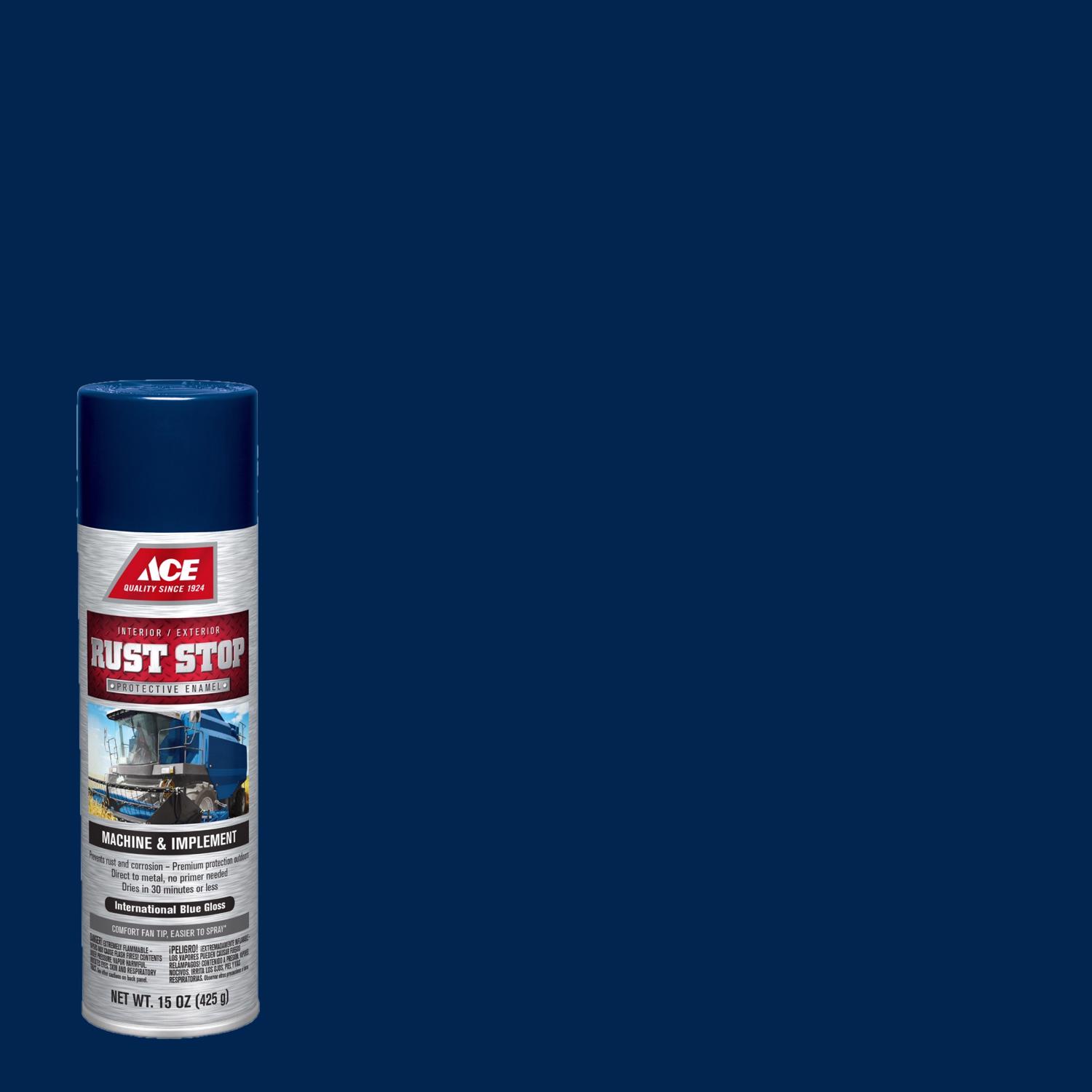 Ace Rust Stop Machine \u0026 Implement Gloss International Blue Protective Enamel Spray Paint 15 oz