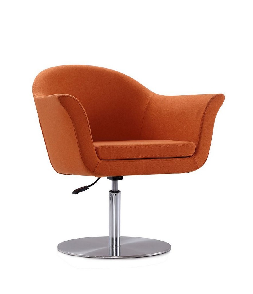 Manhattan Comfort Voyager Orange and Brushed Metal Woven Swivel Adjustable Accent Chair - Manhattan Comfort AC051-OR