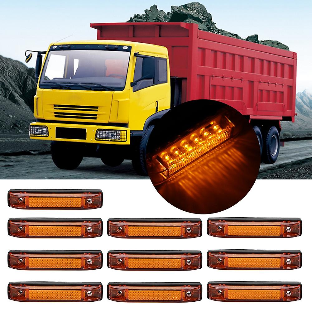 10pcs 6 Led Car Truck Side Marker Clearance Light Lamp Parking Light Side Light Yellow