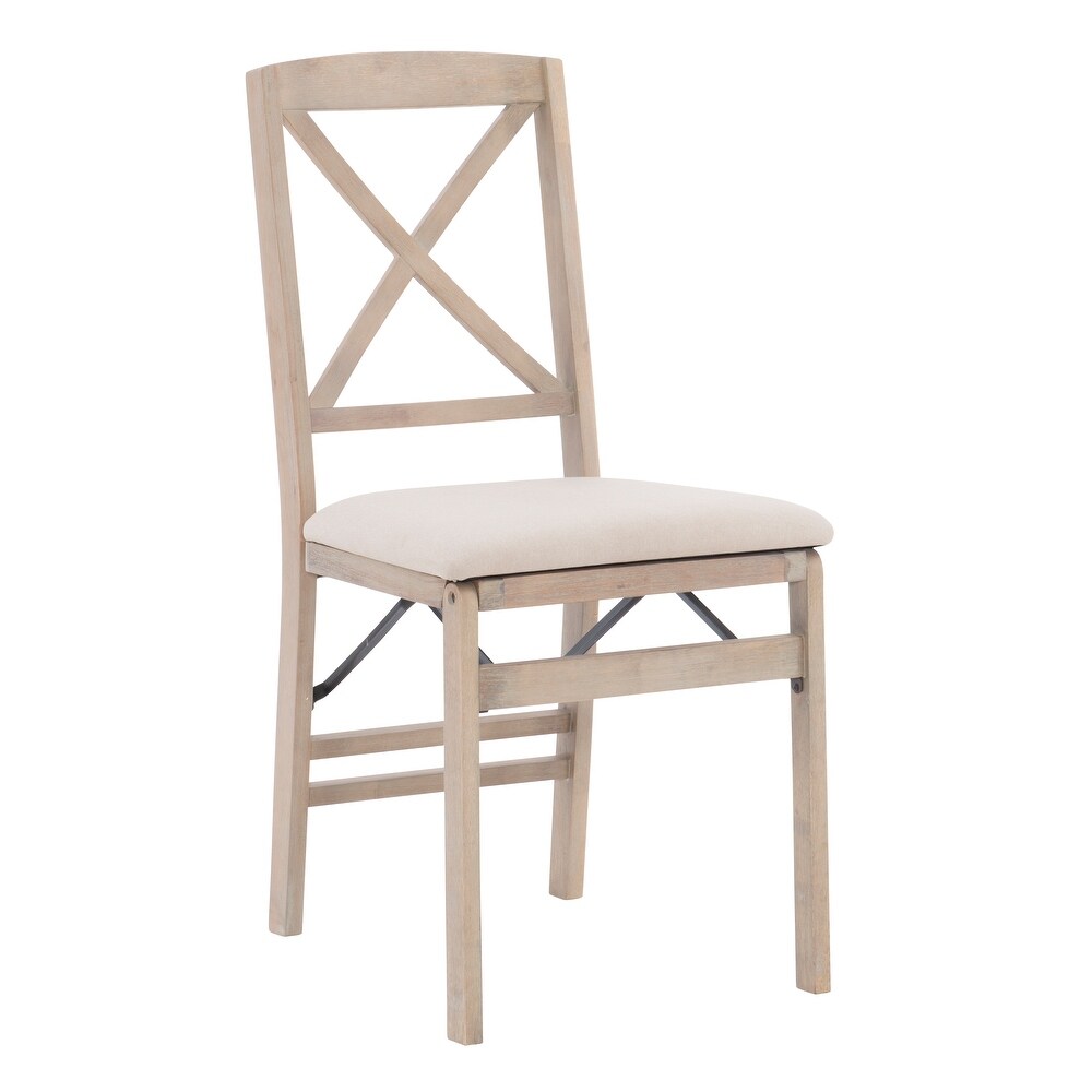 Lesvos X Back Grey Wash Folding Side Dining Chair (Set of 2)