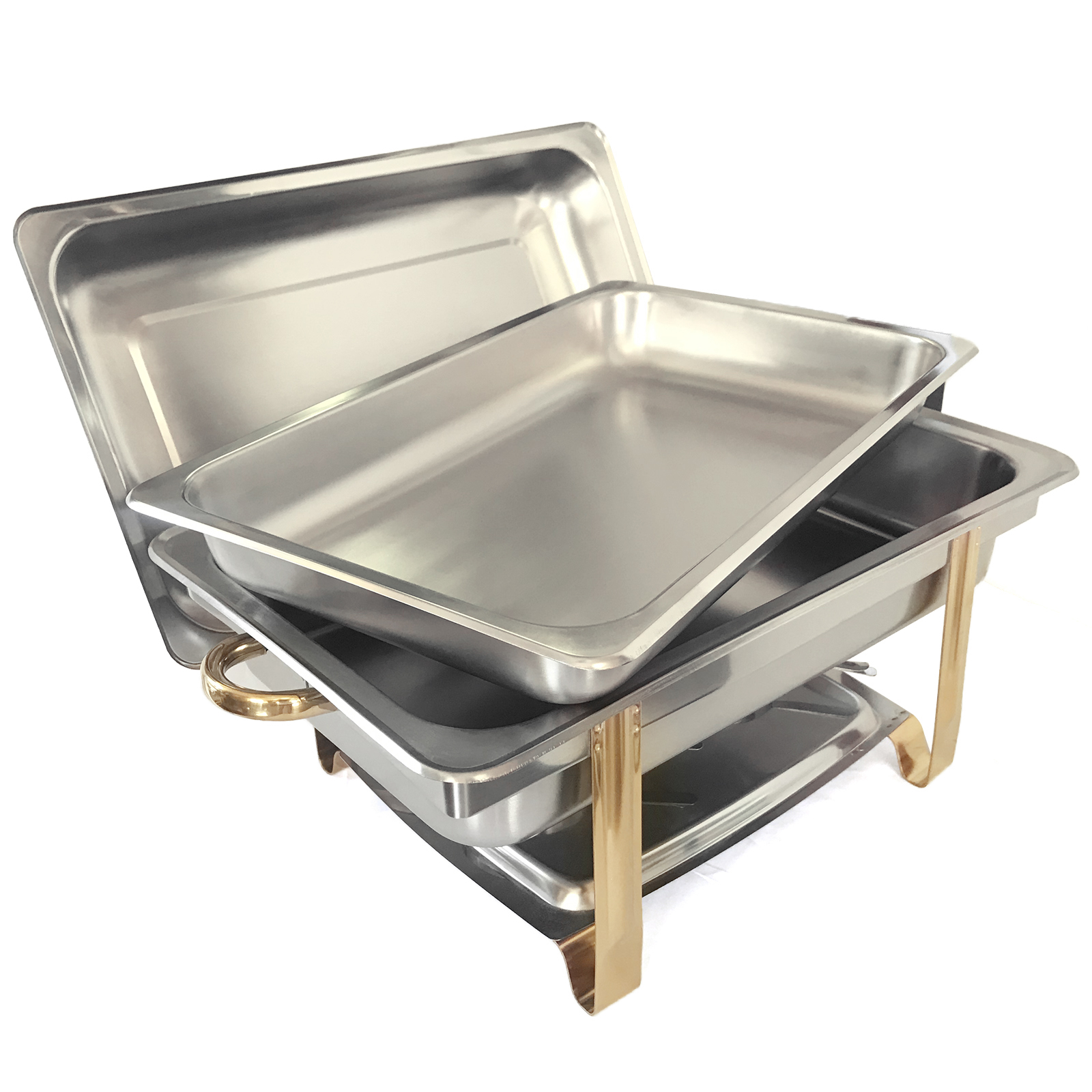 Anqidi 9L Chafing Dish Set Stainless Steel Rectangular Folding Chafer Food Warmer Container w/Lid for Catering Buffet