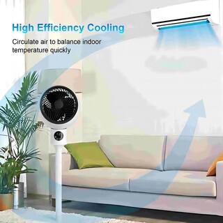 dubbin 7 in.. Stand Fan Oscillation 70 Pedestal Fan 3 Speeds 15H Timing LED Display for Indoor White (1-Pack) FXFAN-7014