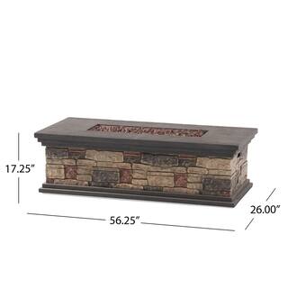 Noble House Fox Stone Rectangular Stone Fire Pit (No Tank Holder) 55431