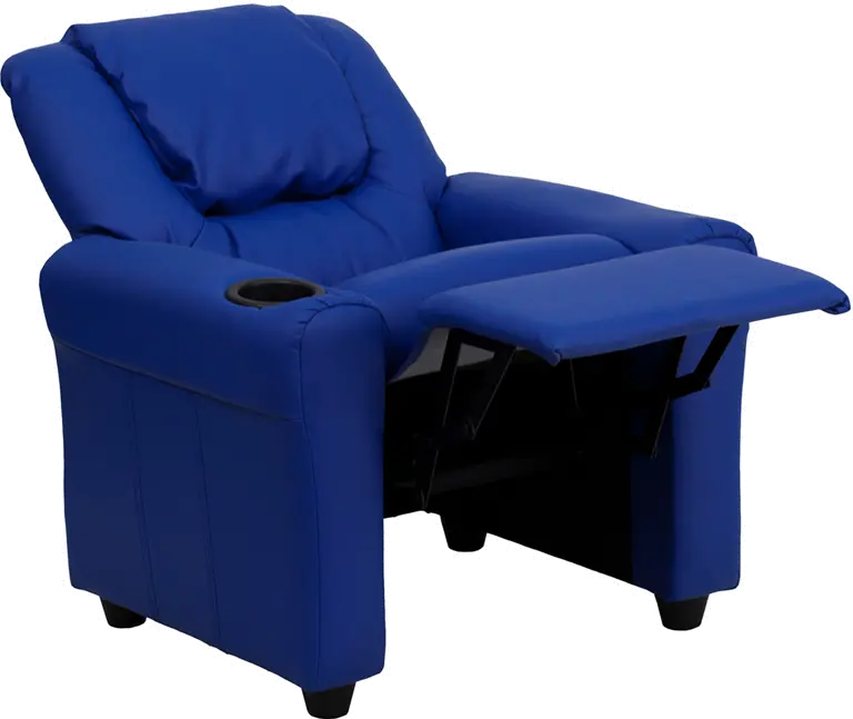 Mini Me Kids Blue Recliner with Cup Holder