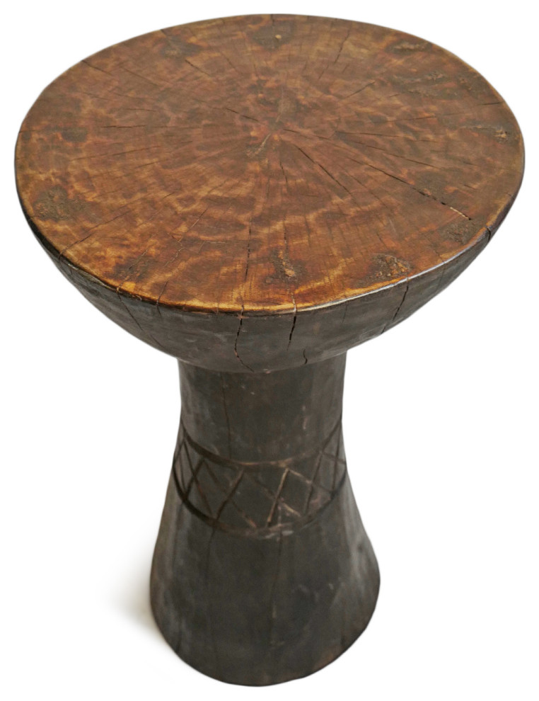 Consigned Tukara Wood Stool   Rustic   Accent And Garden Stools   by Design Mix Furniture  Houzz