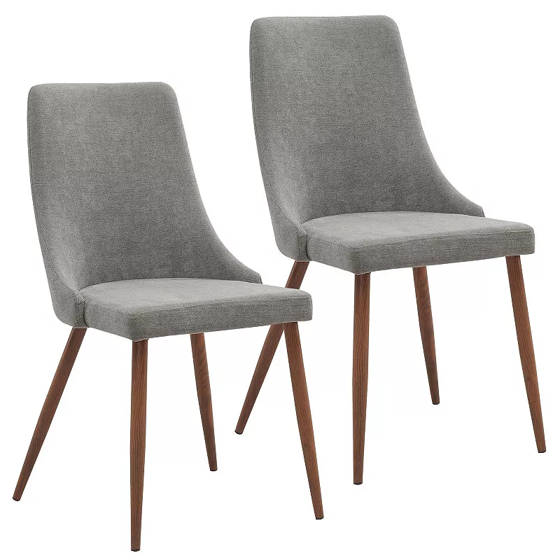 Set of 2 Gray and Brown Contemporary Side Chairs 35.75