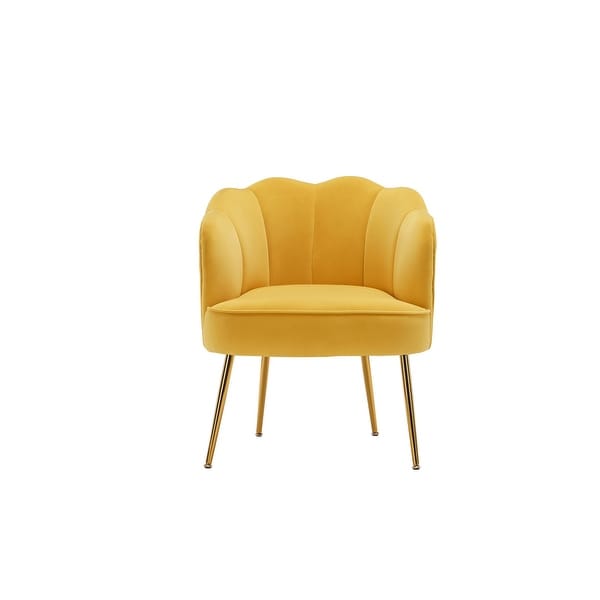 Shell shape velvet fabric Armchair accent chair with gold legs for living room and bedroom