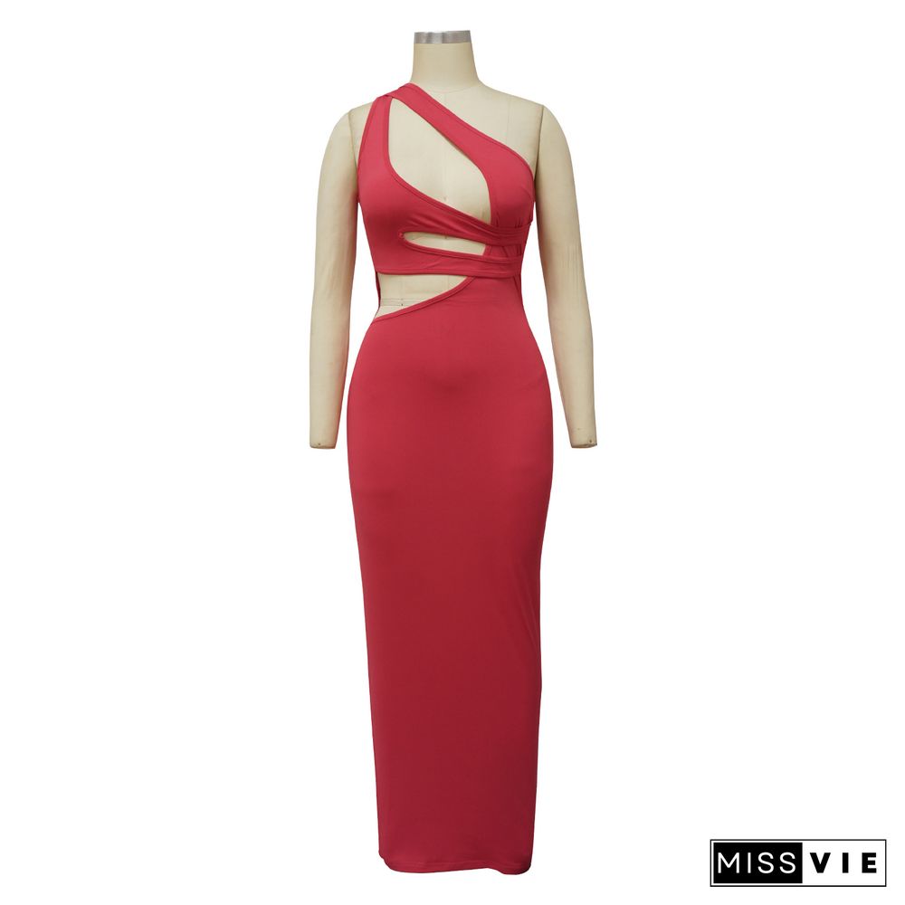 Skew Collar Cut Out Bodycon Party Dresses