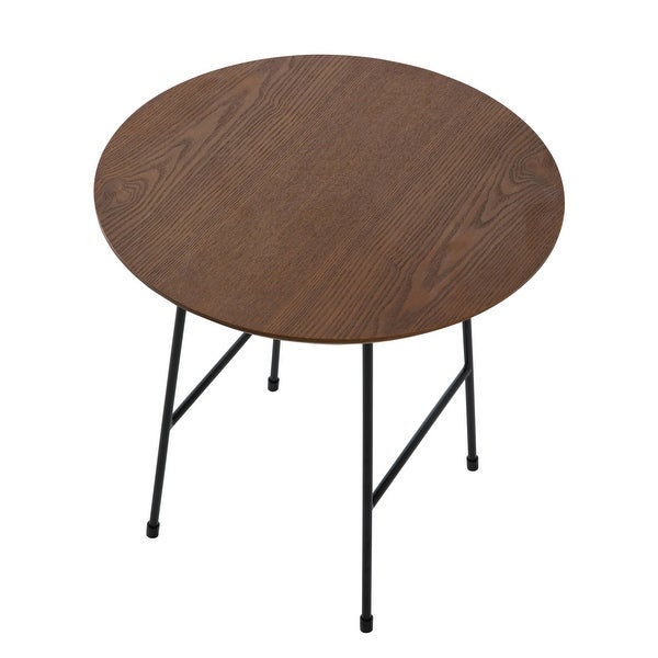 LeisureMod Rossmore Modern Round Side Table With Black Steel Frame - 19.7