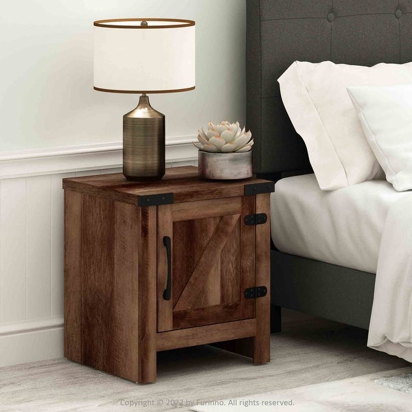 Furinno Jensen Farmhouse End Table with Barn Door