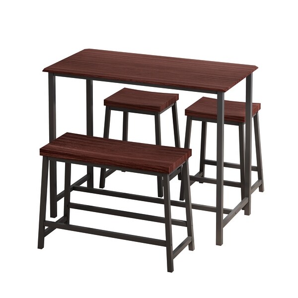 4-Piece Dining Table Set Industrial Wooden