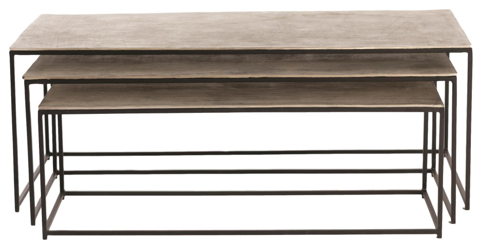 3 Piece Luxe Silver/Black Nesting Coffee Table Set   Industrial   Coffee Table Sets   by My Swanky Home  Houzz