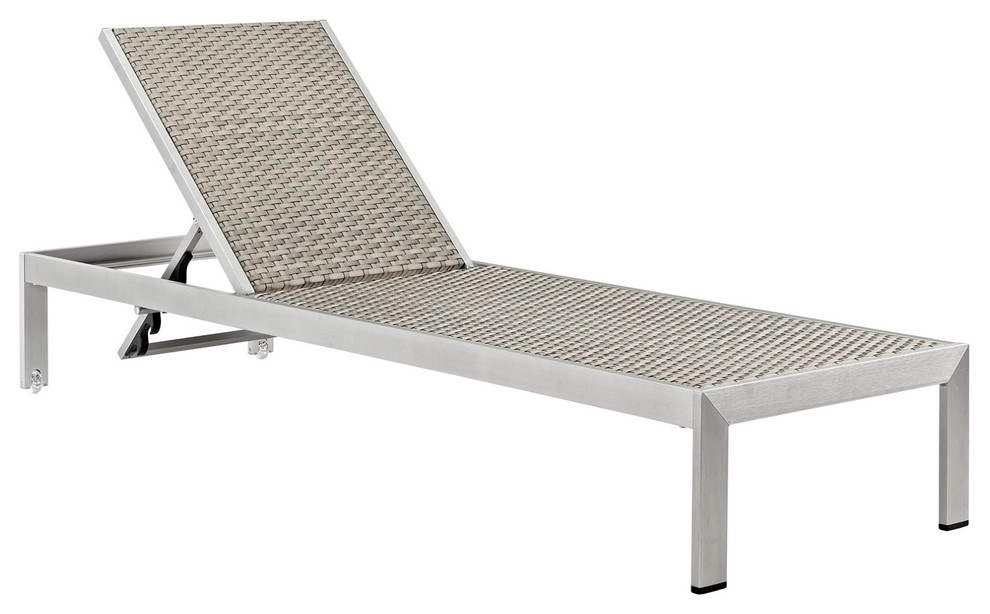 Modern Urban Outdoor Patio 3 pc Chaise Lounge Chair Set  Gray Gray  Aluminum   Contemporary   Outdoor Lounge Sets   by House Bound  Houzz