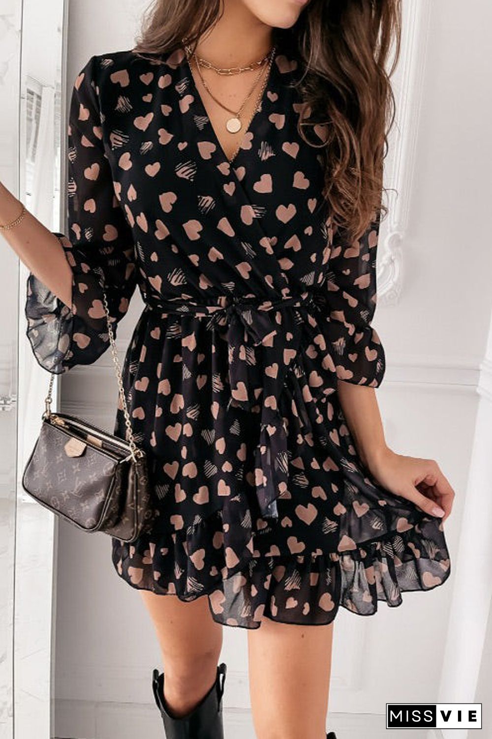 Chic Chiffon Print Mini Dress