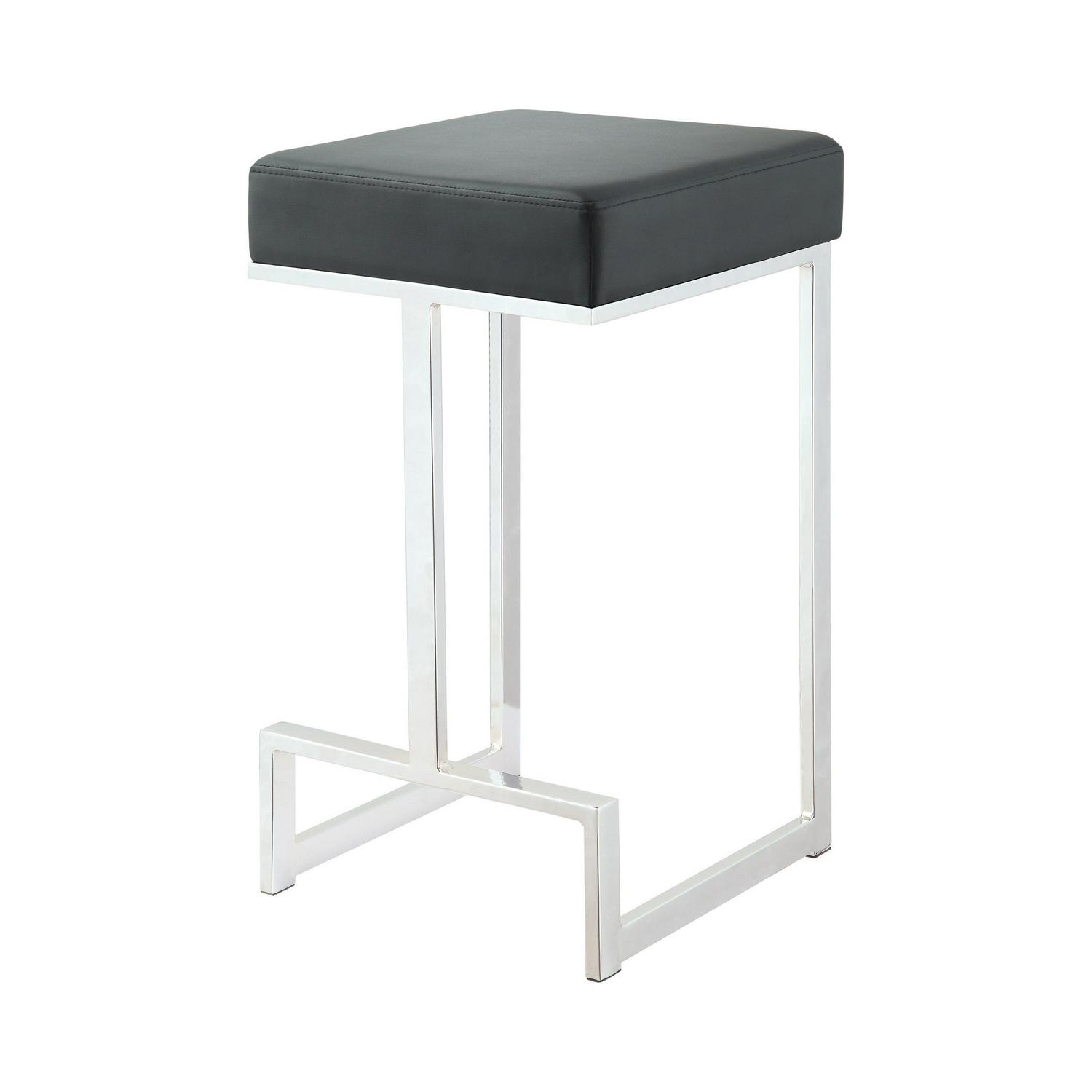 Square Counter Height Stool Black and Chrome