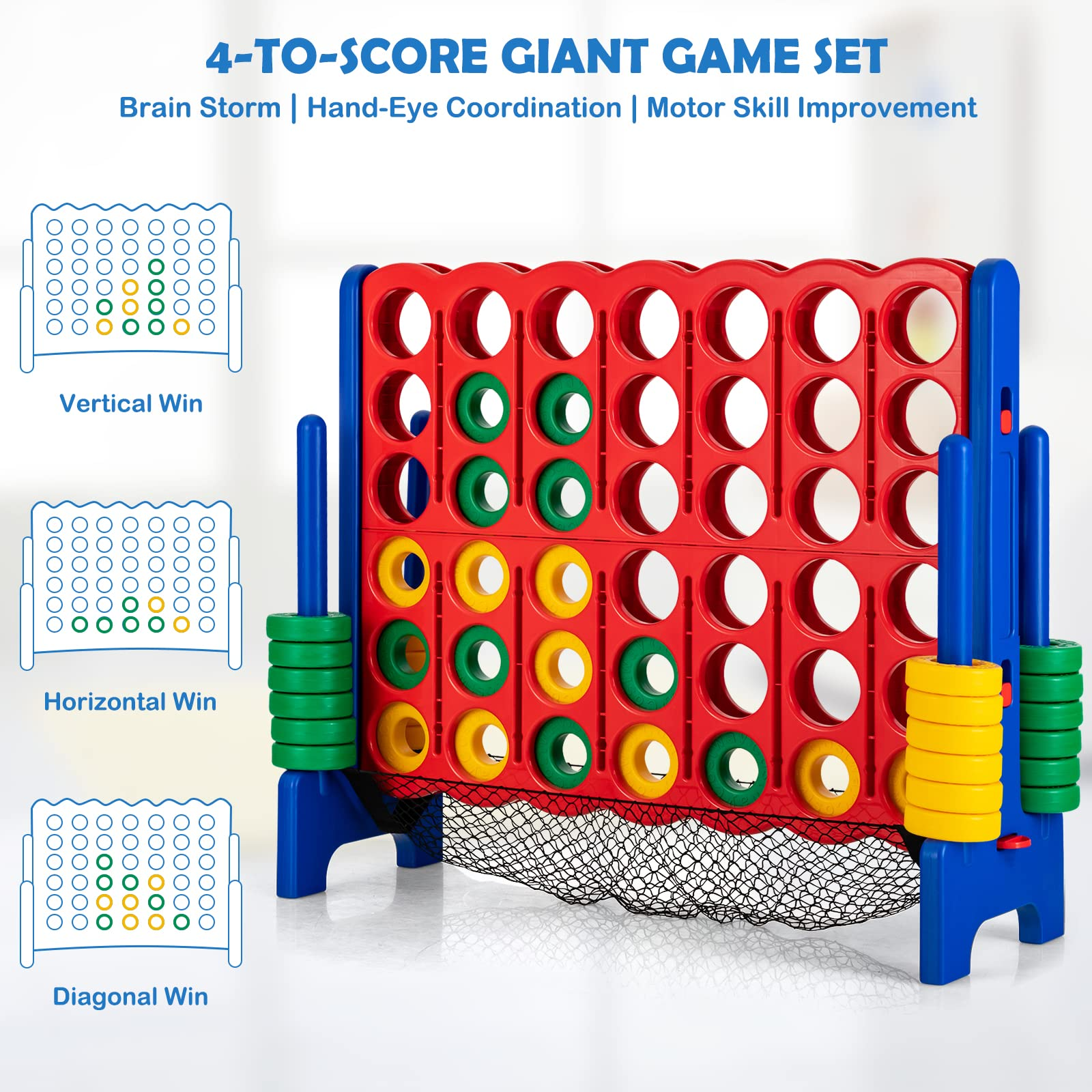 Costzon Jumbo 4-to-Score Giant Game Set, 3.5FT Tall Giant 4 in a Row Game