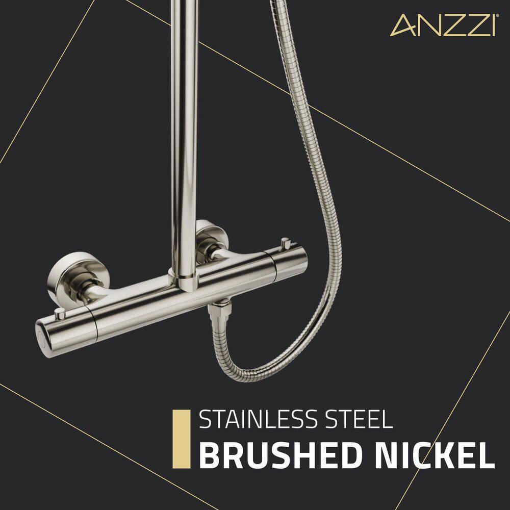 ANZZI Downpour 5-Spray Patterns with 9.5 in. Wall Mount Rainfall Dual Shower Head in Brushed Nickel SH-AZ101BN