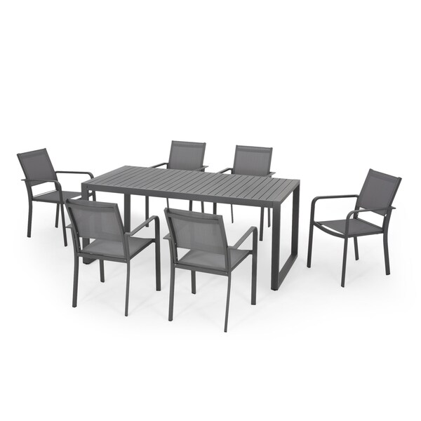 Jair Grey Mesh/ Aluminum 7piece Dining Set by Christopher Knight Home