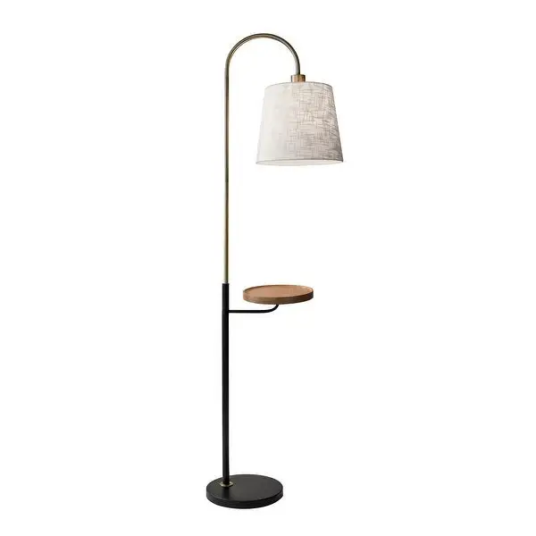 Adesso Jeffrey Black and Antique Brass Shelf Floor Lamp