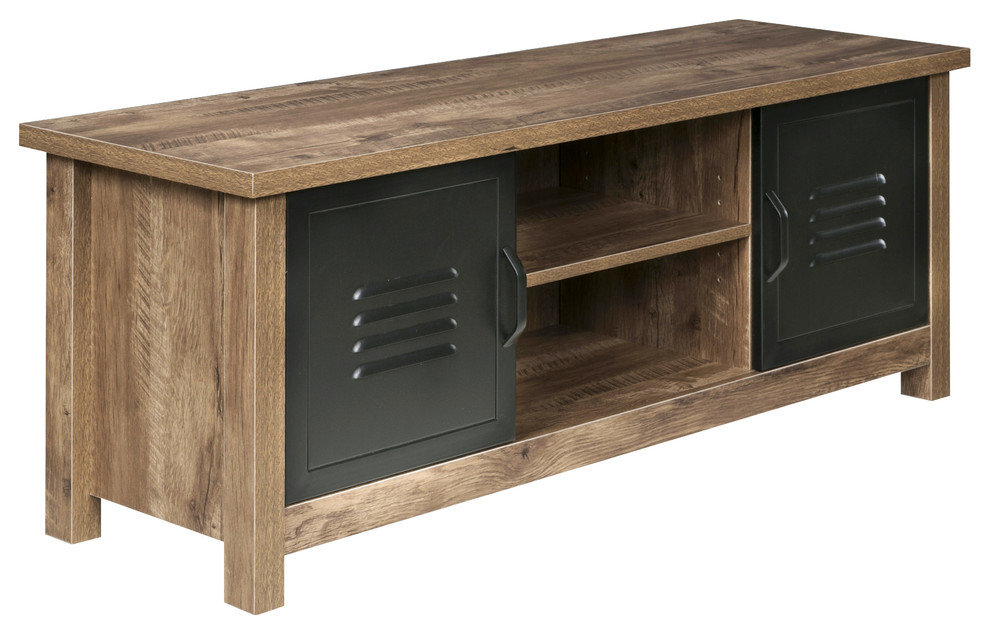 Norwood Range TV Stand Entertainment Center  Wood And Black Metal   Industrial   Entertainment Centers And Tv Stands   by Comfort Products  Houzz