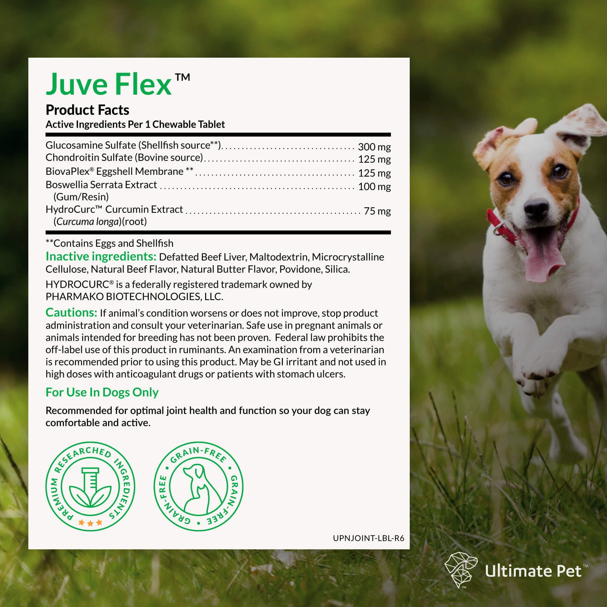 Ultimate Pet Nutrition Canine Juve Flex Hip  Joint Support Supplement for Dogs， Count of 30