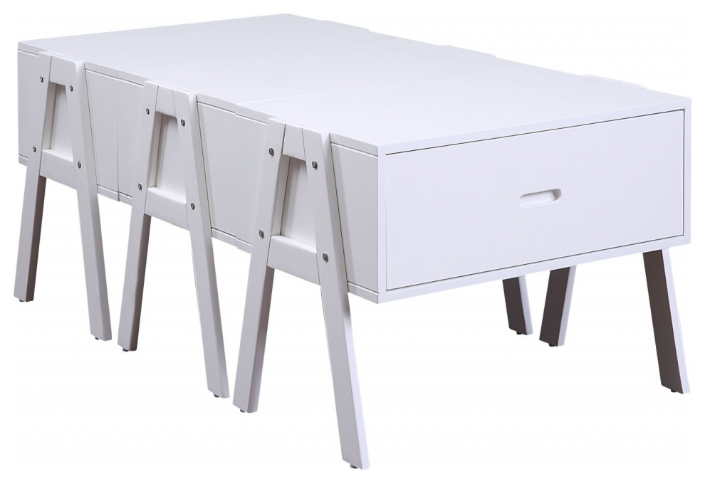 Sleek White Rectangular Convertible Coffee Table   Transitional   Coffee Tables   by HomeRoots  Houzz