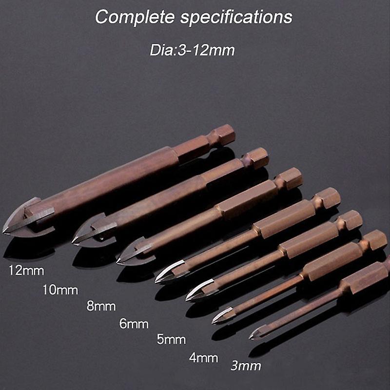 3/4/5/6/8/10/12mm Carbide Point Spear Head Drill Bit With 4 Cutting Edge For Ceramics Tiles Stone Wood Plastic Concrete Wall