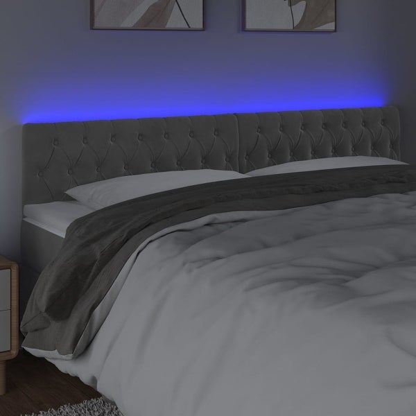 vidaXL LED Headboard Dark/Light Gray multisize Velvet - - 37421088