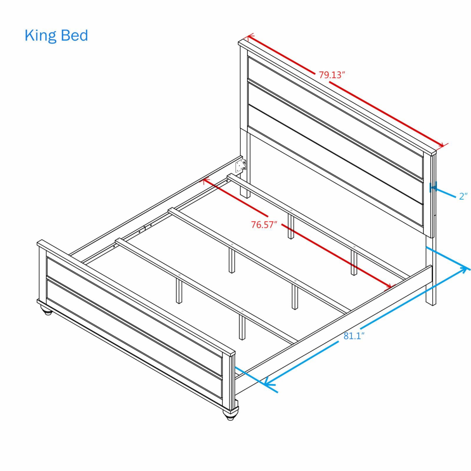 Roundhill Furniture Imerland Contemporary White Wash Finish Panel King Bed