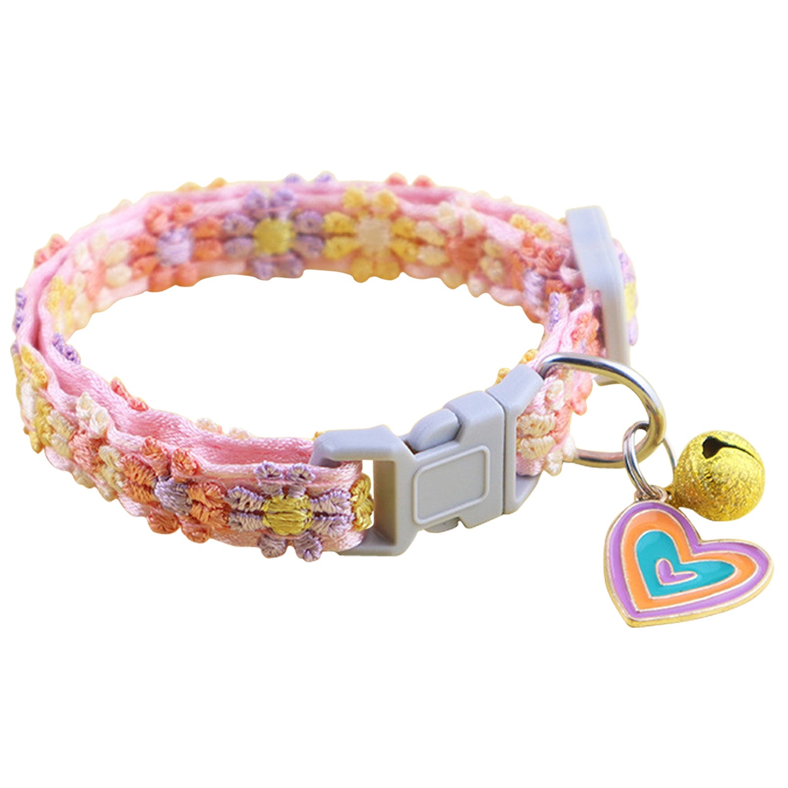 CHBORLESS 3 Pcs Colourful Flowers Cat Collar with Bell Adjustable Kitten Collar