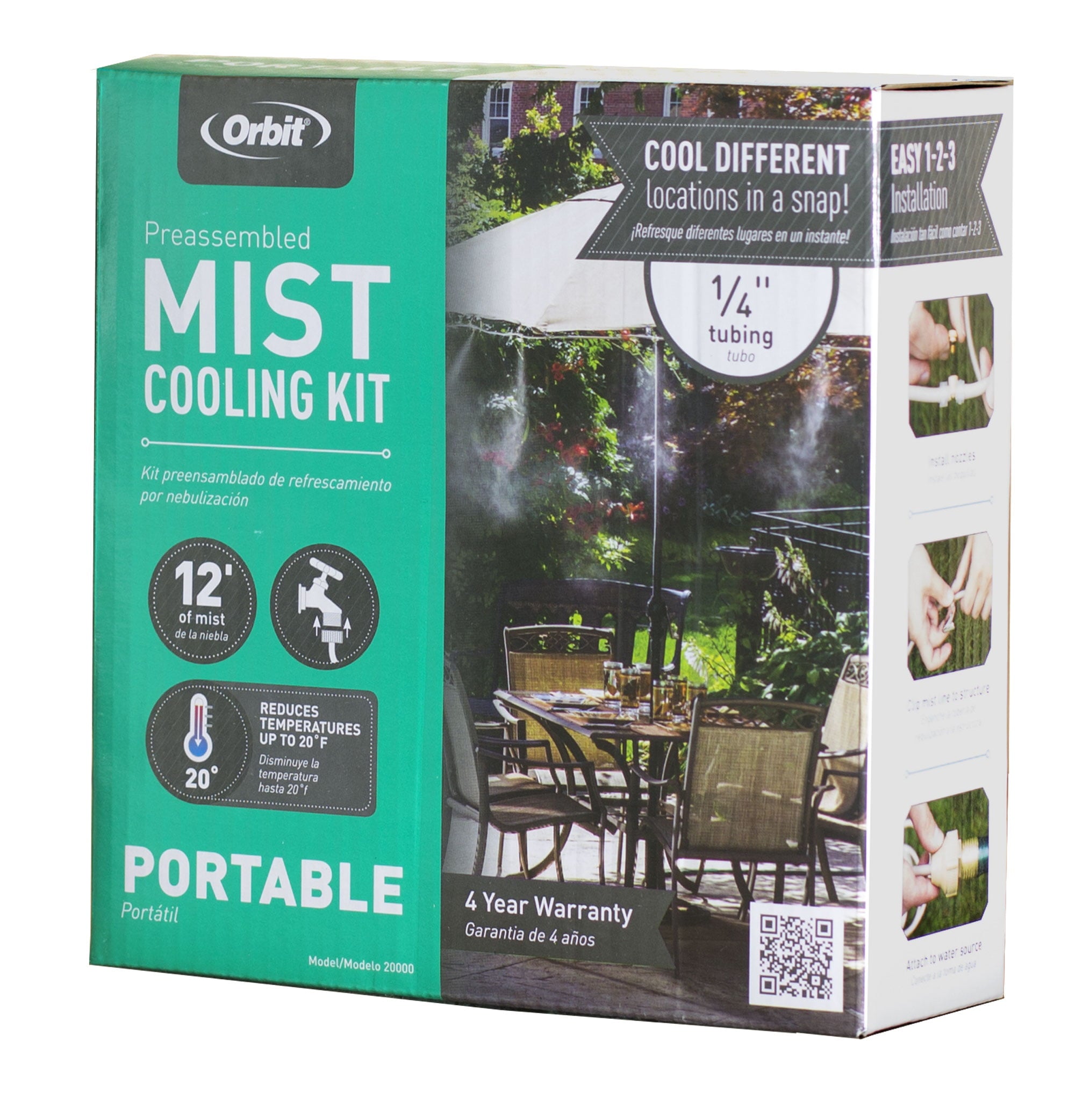 Orbit 12 ft. Portable Mist System Cooling Kit， Includes 6 Cooling Nozzles