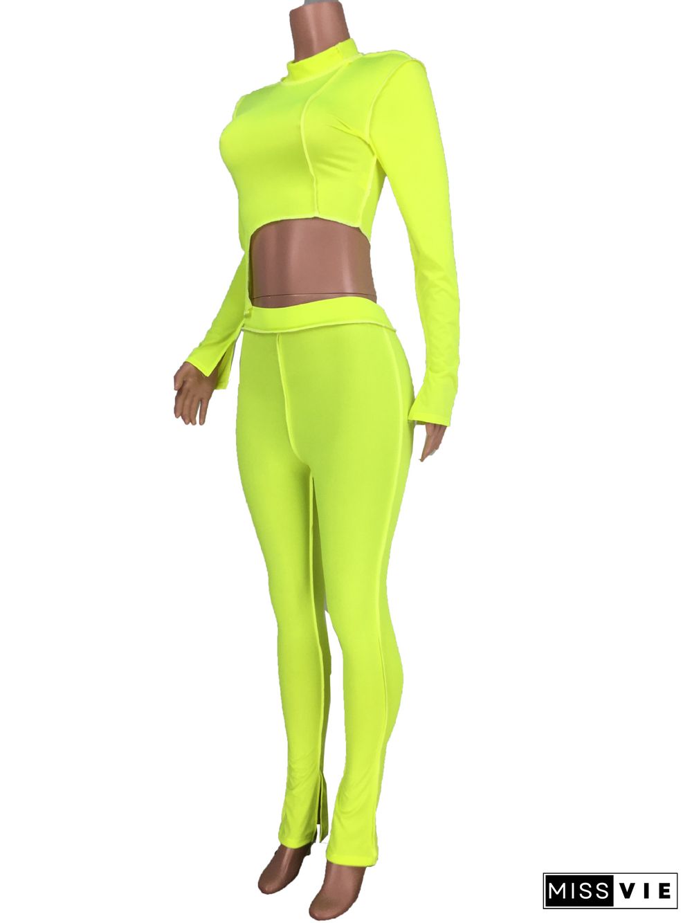 XS Bright Line Decoration Skinny Two Piece Pants Set