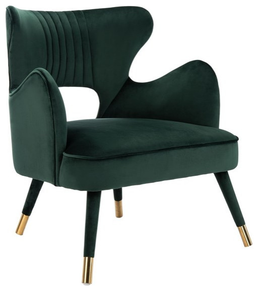 Blair Wingback Accent Chair Forest Green/Gold Safavieh   Midcentury   Armchairs And Accent Chairs   by HedgeApple  Houzz