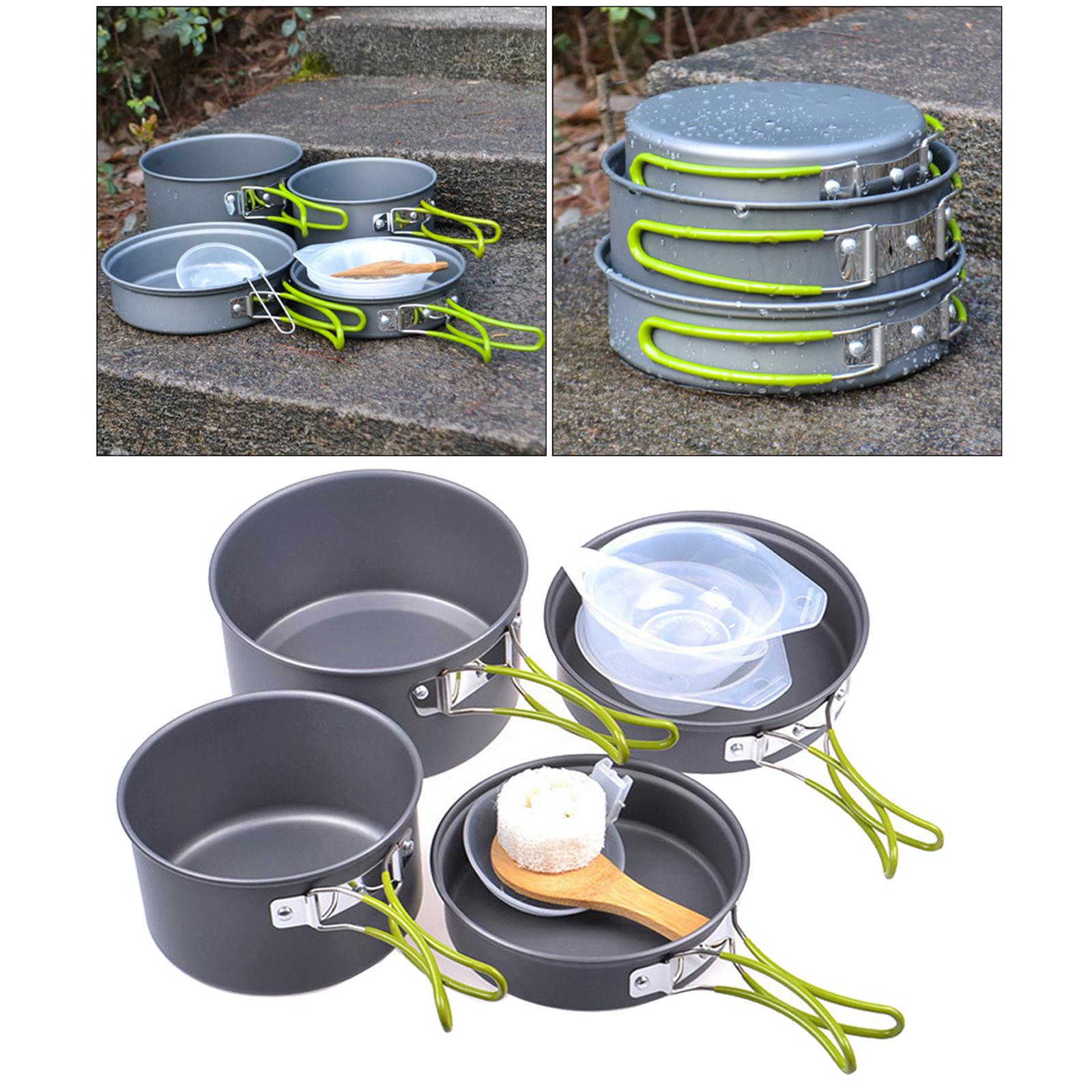 11 in 1 Portable Camping Cookware Kit Picnic Folding Aluminium Cooking Bowl Plate Spoon Campfire Utensils Backpacking Gear