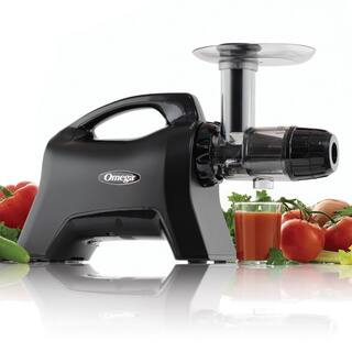 Omega Cold Press Matte Black Masticating Horizontal Juicer with 3-Stage Augur NC1000MB13