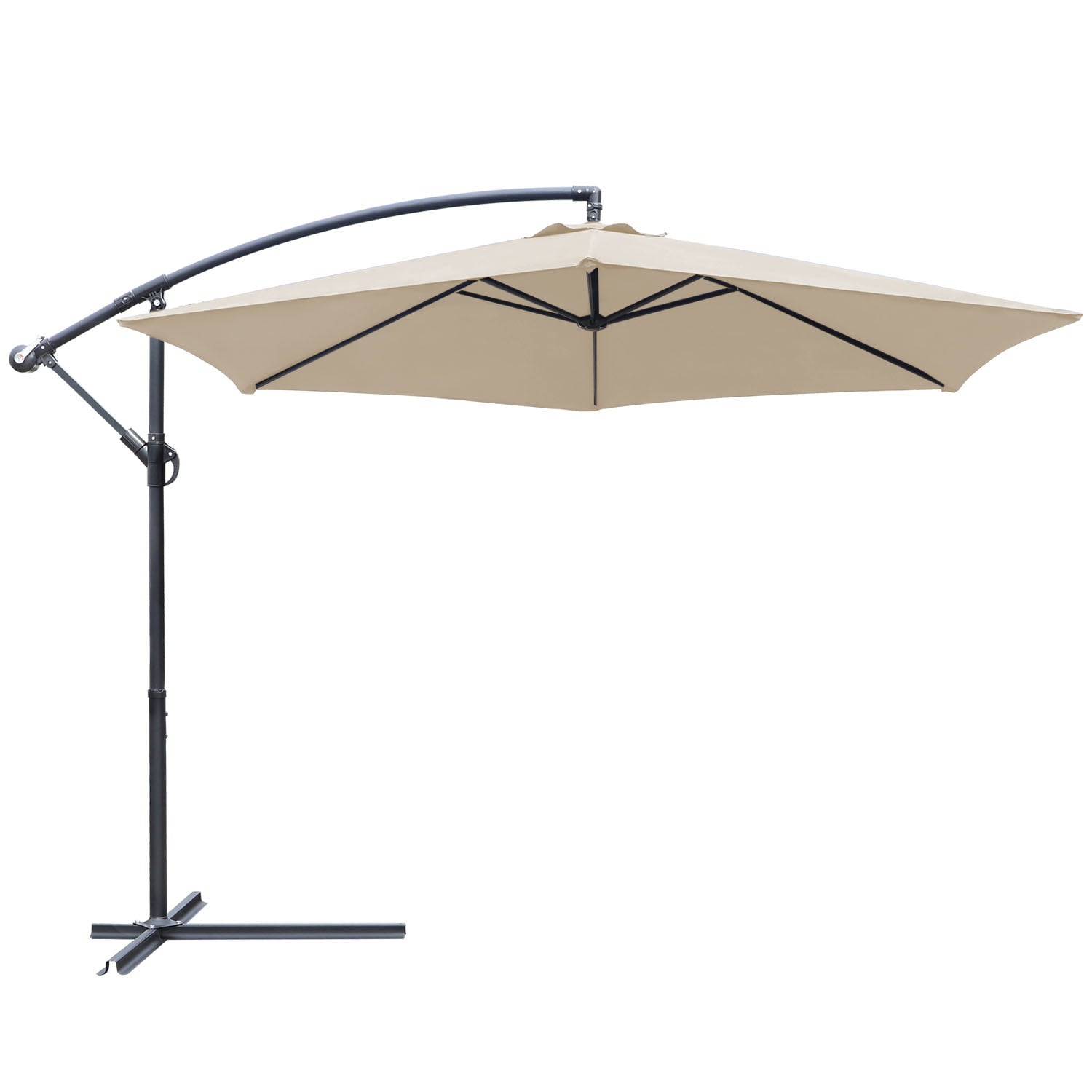 Vineego 10 FT Offset Cantilever Umbrellas with Tilt Adjutable Hanging Outdoor Market Patio Umbrella,Beige