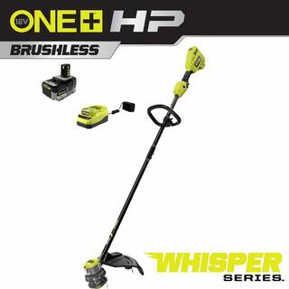 RYOBI ONE+ HP 18V Brushless Whisper Series 15 in. Cordless Battery String Trimmer with 6.0 Ah Battery and Charger P20190