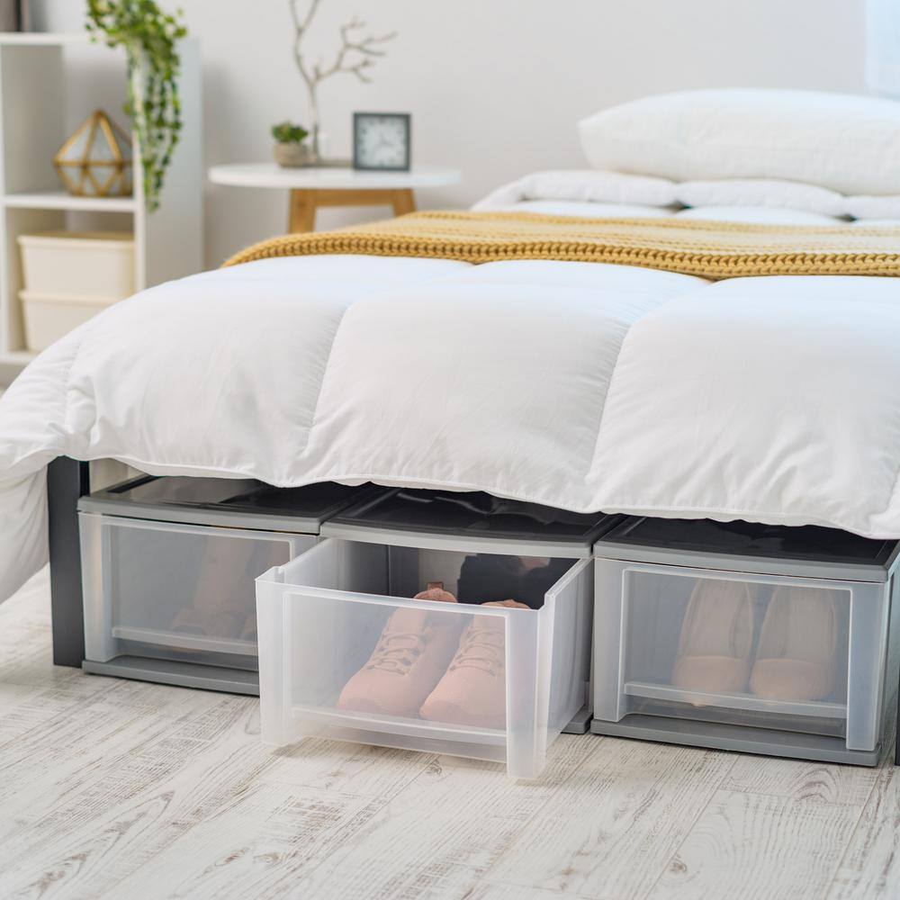 12.05 in. W x 8.39 in. H Single Gray Stackable Storage with Clear Drawer 500224