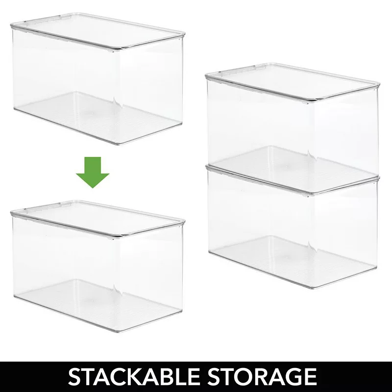 mDesign Plastic Stackable Toy Storage Container Bin Box with Hinge Lid