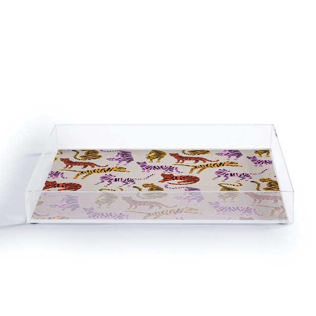 Cat Coquillette Tiger Collection Pink Yellow Acrylic Tray Deny Designs