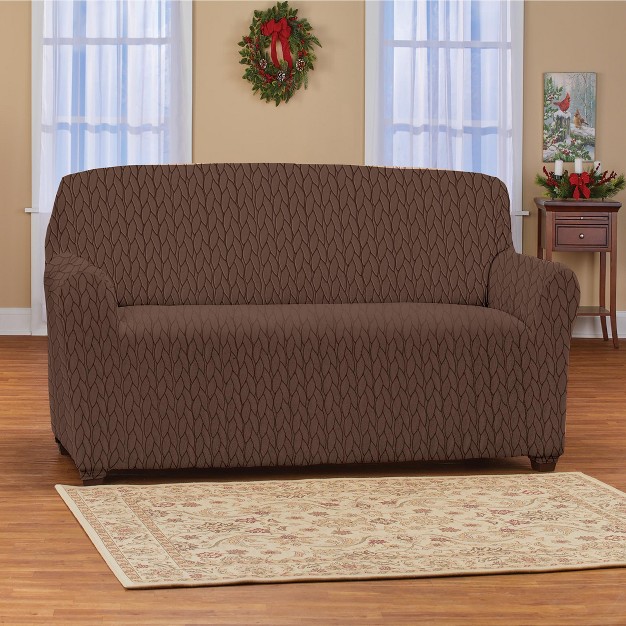 Collections Etc Cable Knit Patterned Elastic Stretch Furniture Slipcover