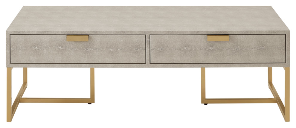 Nicole Miller Chayton Coffee Table Faux Shagreen 46.3Lx22Wx15.7H   Contemporary   Coffee Tables   by Inspired Home  Houzz