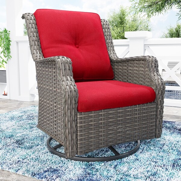 Cozywor Wicker Patio Outdoor Lounge Chair Swivel Rocking Chair (Set of 1)