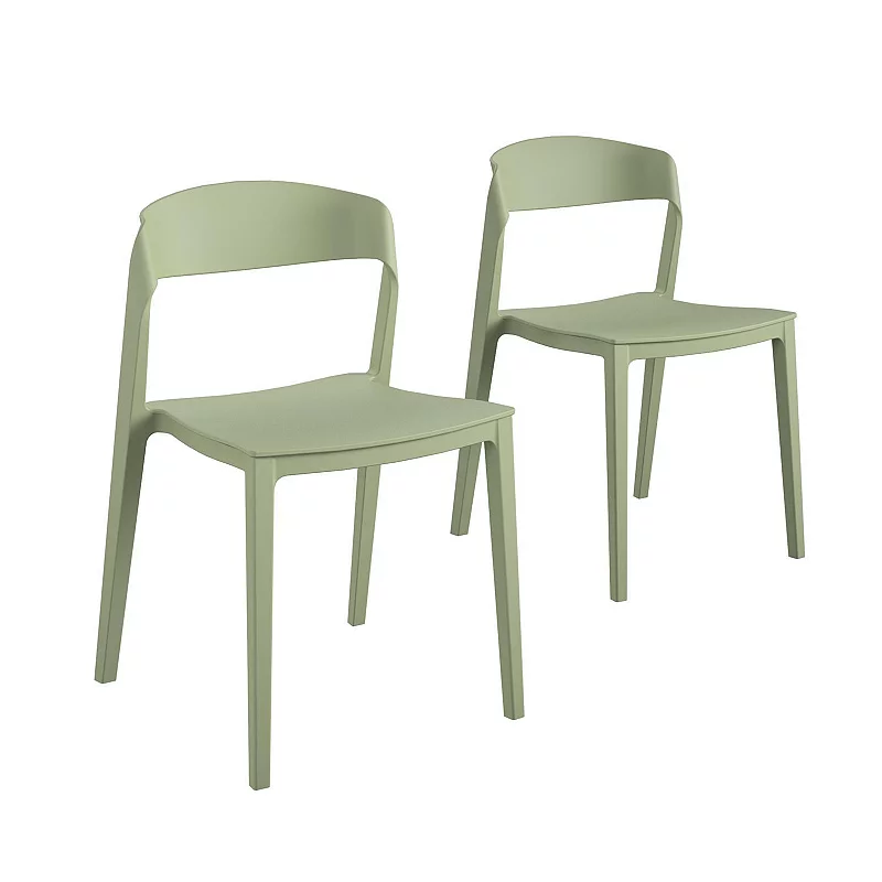 Cosco Indoor / Outdoor Ribbon Back Stacking Resin Dining Chair 2-Piece Set