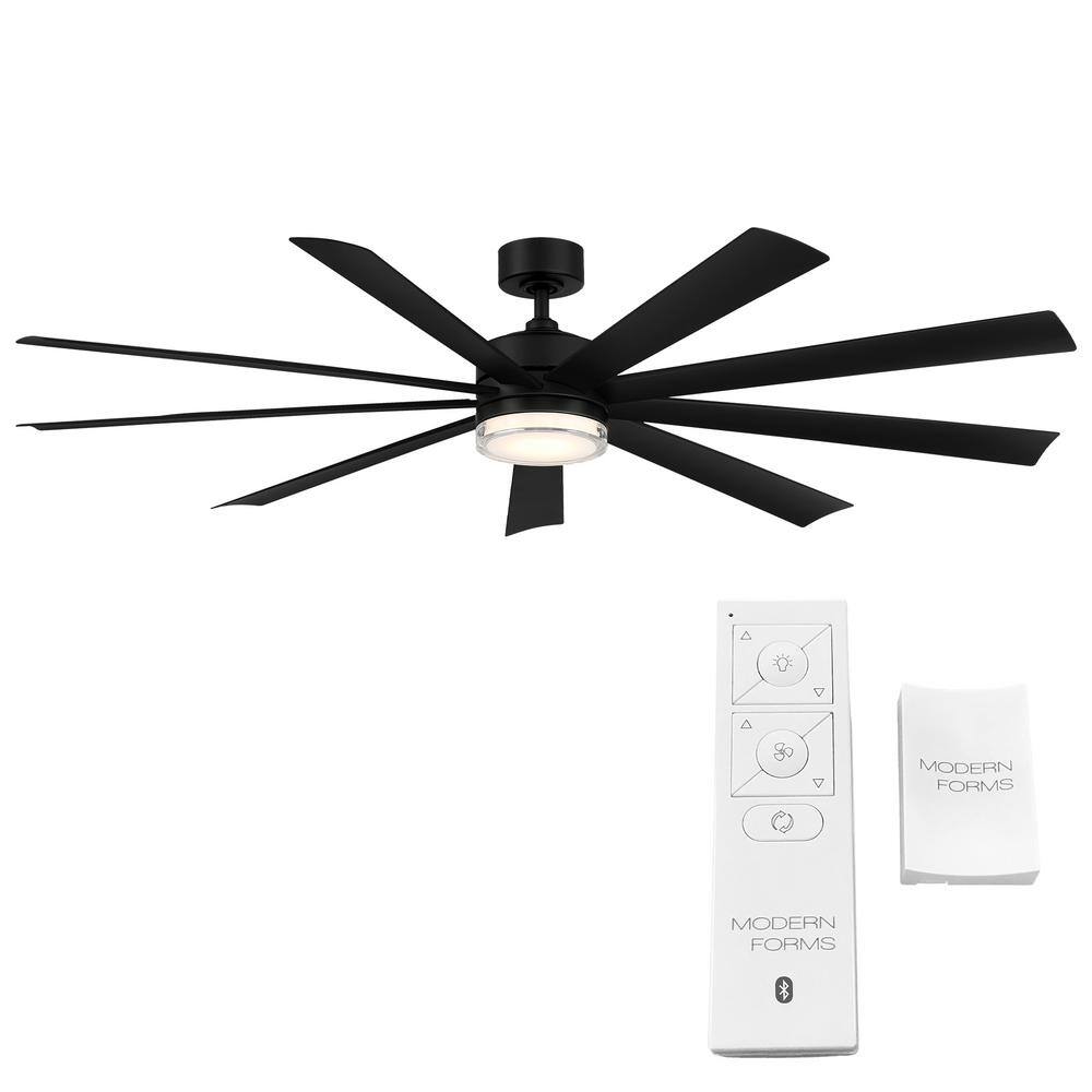 Modern Forms Wynd XL 72 in. 3000K Integrated LED IndoorOutdoor Matte Black Smart Ceiling Fan with Light Kit and Remote FR-W2101-72L-MB