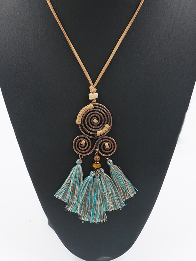 Boho Style Vintage Long Sweater Chain Fringe Necklace