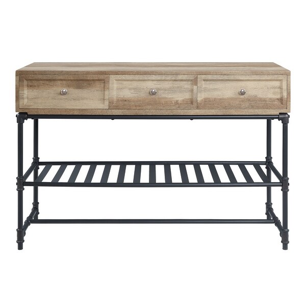 Brantley Rectangular Sofa Table in Oak and Sandy Black